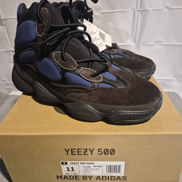 Adidas Yeezy 500 High Sneakers - Black and Blue Size 11 New In Box - Picture 3 of 6
